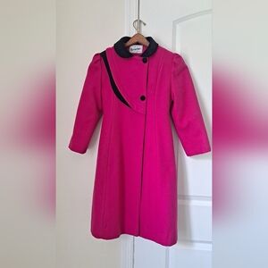 Vintage Girls Rothschild pink wool blend dress coat